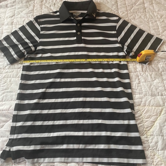Callaway Golf Men’s Performance Polo Shirt Black/White Striped Size Small - Picture 2 of 5